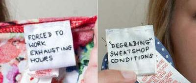 Une deuxième étiquette SOS cousue sur un vêtement de chez Primark ...